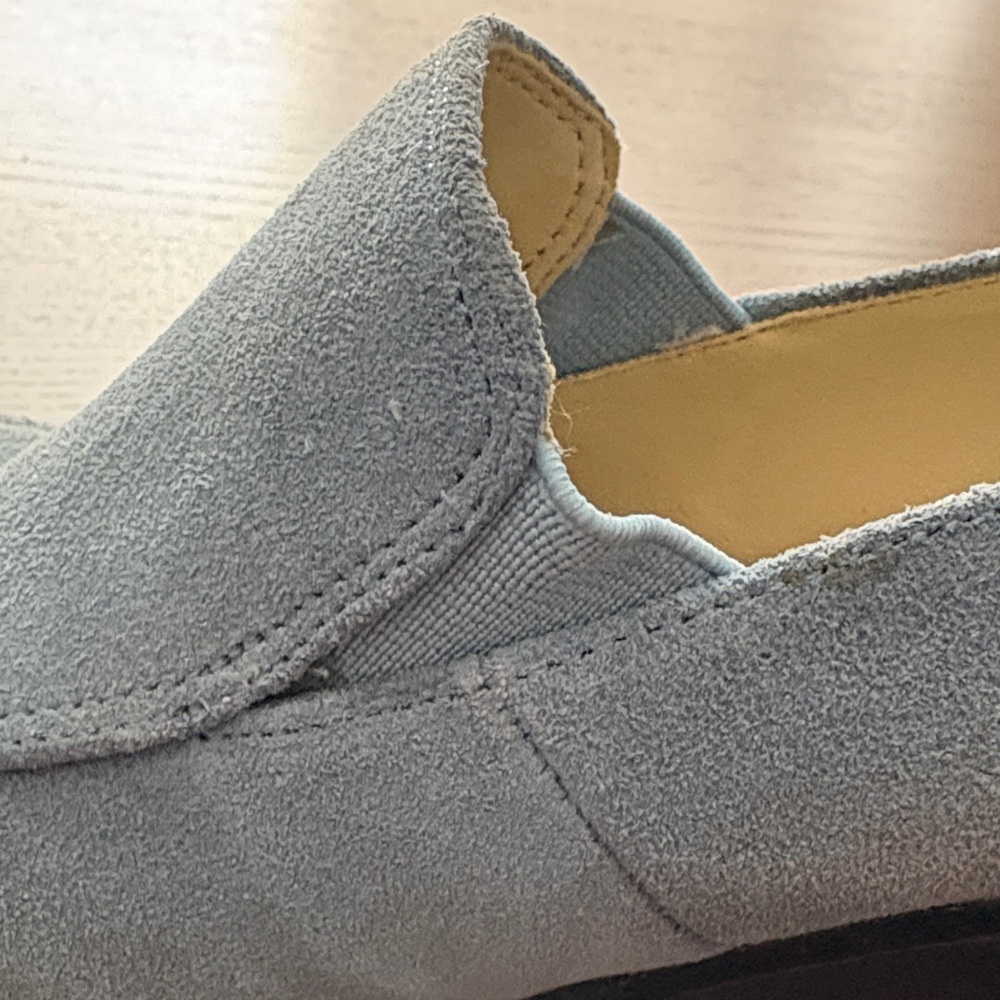 TRANSIT - Women's Blue Suede Chunky Heeled Loafers - Picture 11 of 11